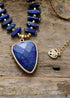 Boho Necklace, Heart Lapis Pendant Necklace